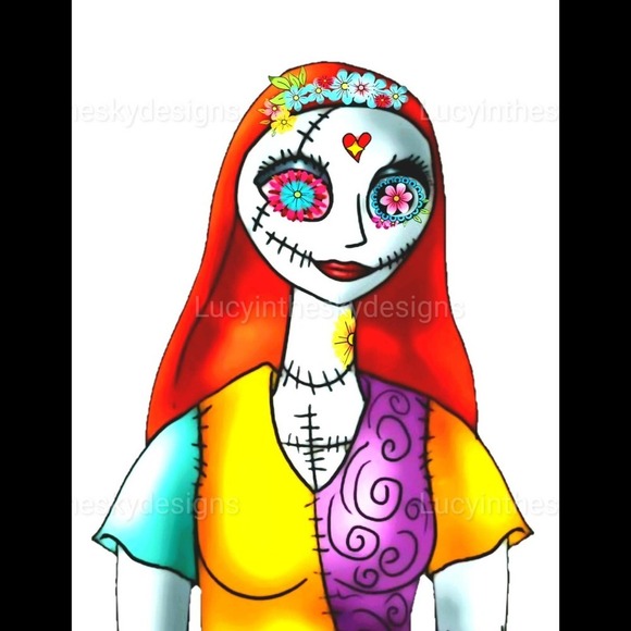 Sally Skellington Nightmare Before Christmas Halloween Art Print 8.5x11 - Picture 2 of 5